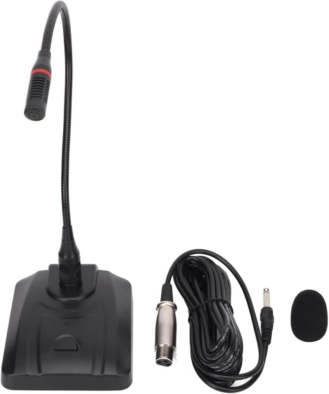 Cyrank Gooseneck Microphone, Desktop Gooseneck Wired Microphone System Table Mounted Corded Voice Condenser Mic Gaming