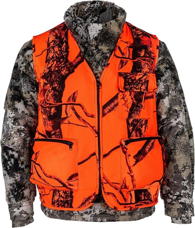 Blaze Orange Deer Hunting Vest with Pockets, Hi-Vis Waterproof Safety Vest — hunting safety vest for hunting safety vest