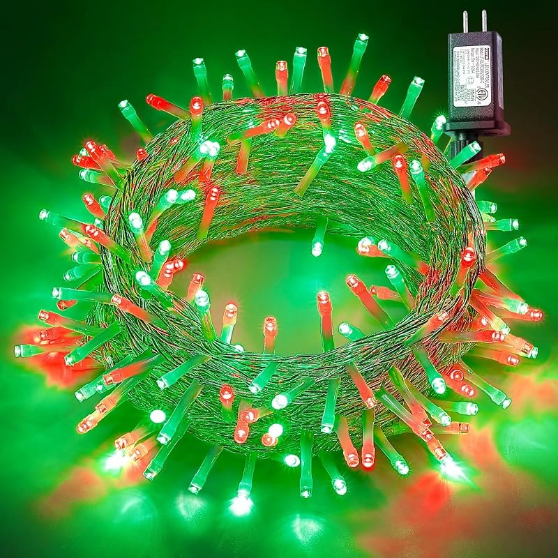 Red and Green Christmas Lights, 100 LED 33FT String Lights Plug in — fairy lights with remote for fairy lights remote