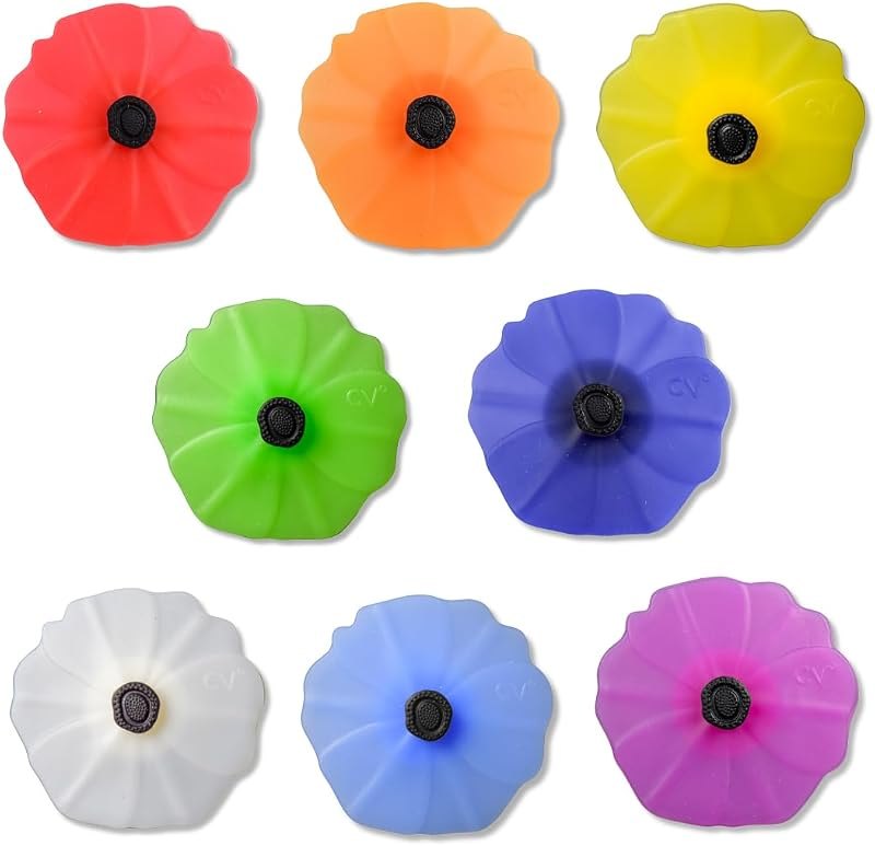 Charles Viancin Poppy Pop Silicone Wine Bottle Stoppers - 8 Pack — wine stopper for wine stopper