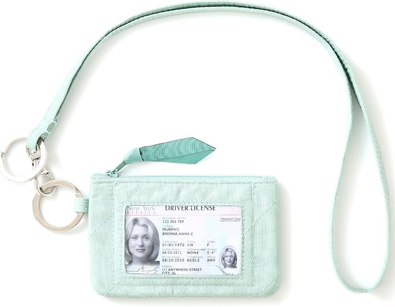 Lanyard Wallet for Women, ID Card Holder, Lanyards for ID Badges, Floral Zip ID Case Keychain Small Coin Purse Cards