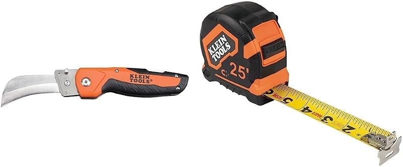 Klein Tools 44218 Utility Knife with Lockback and Folding Hawkbill Blade for Cable Skinning, Replaceable Blade & 9225