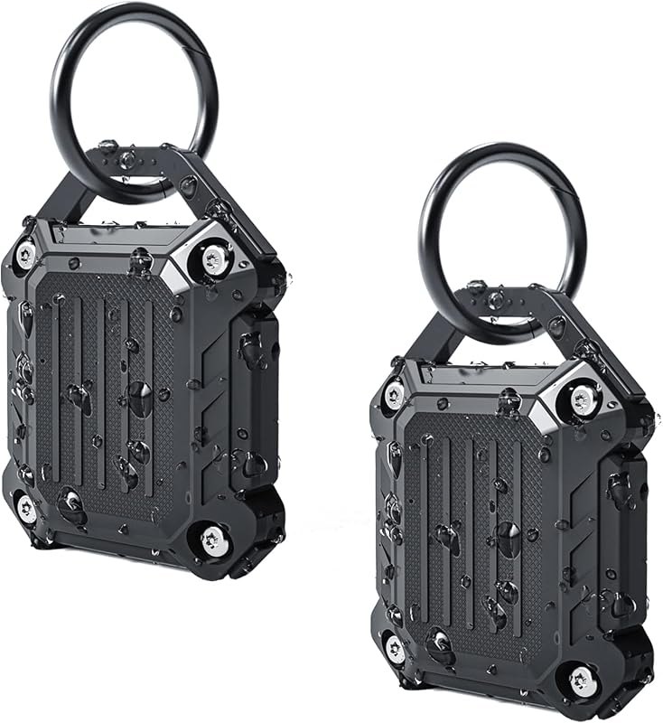 Dovick- Waterproof Airtag Keychain Holder Case,Screw Full Cover Compatible with Apple Air Tag Tracker Key Ring Black