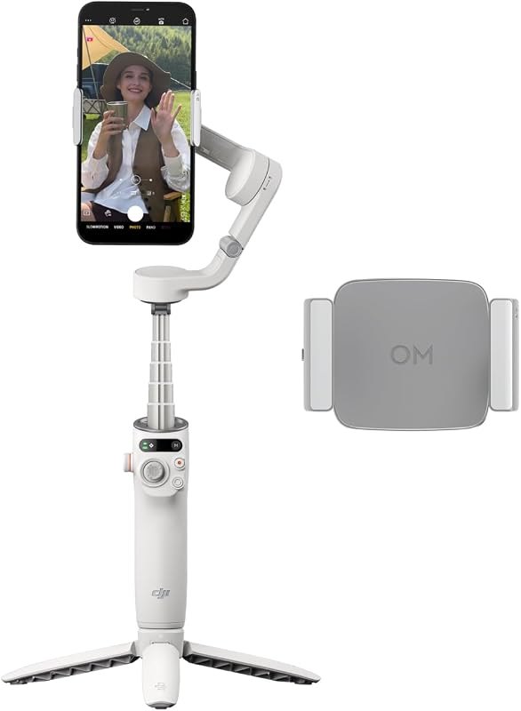 DJI Osmo Mobile 6 Fill Light Combo, 3-Axis Phone Gimbal, Built-In Extension Rod, Portable and Foldable, Android and