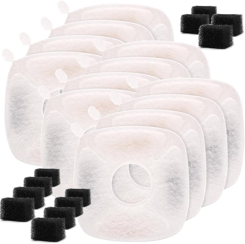 Pet Fountain Filters Compatible with 95Oz/2.8L Dog Water Fountain (12 Filters& 12 Sponges) — Pet Water Fountains for