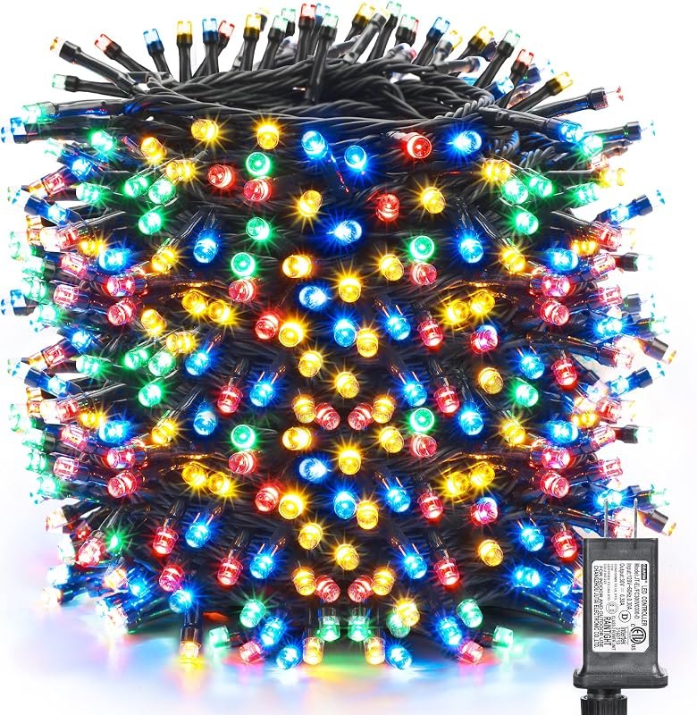 Toodour Christmas Lights Outdoor, 328ft 1000 LED String Lights, Timer, Waterproof 8 Modes Outdoor Christmas String
