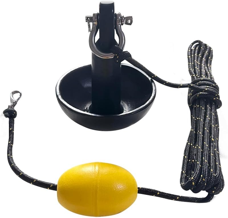 XIALUO Marine Mushroom Anchor Kit 8 lb Black PE Coated Kayak Anchor Accessories with 30 ft Rope for Fishing Kayaks