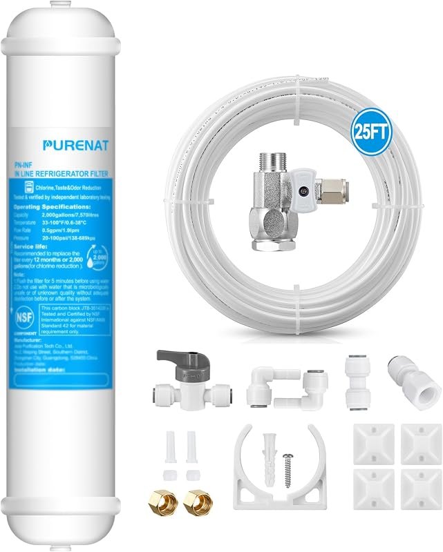 Inline Water Filter Kit - With Feed Water Valve for Refrigerator,Ice Maker — inline under sink water filter for inline