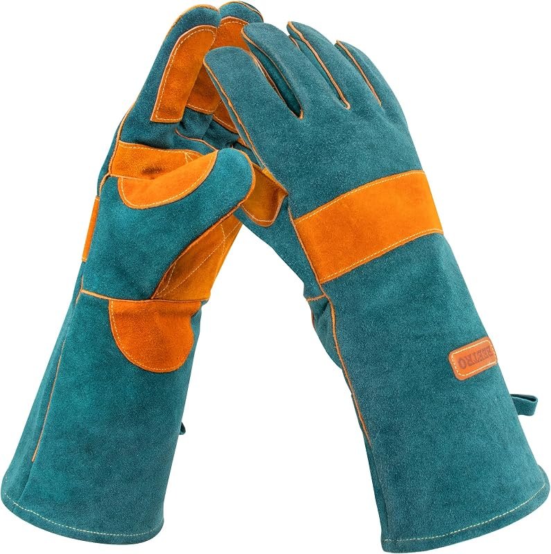 932℉ Heat Resistant Forge/Mig/Stick Welding Gloves for Oven/Grill/Fireplace/Furnace/Stove/Pot Holder/Wood Burner