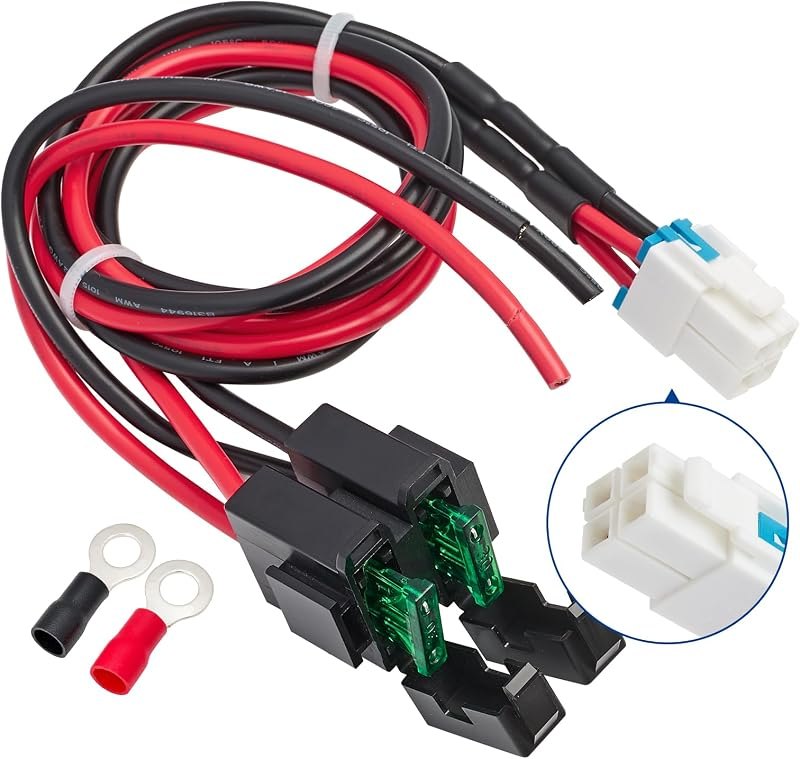 4 Pin 12AWG DC Power Cord Cable, 1M Short Wave Power Supply Cable with 30A Fuse Compatible for Yaesu FT-891 FT-450D