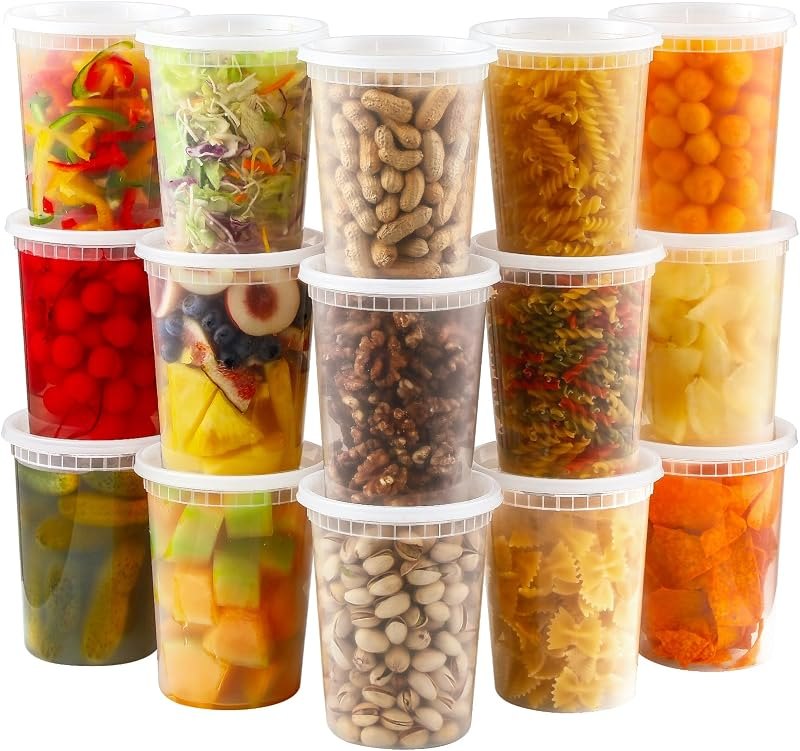 AOZITA 20 Sets 32 oz Plastic Deli Food Containers With Lids, Airtight Food Storage Containers
