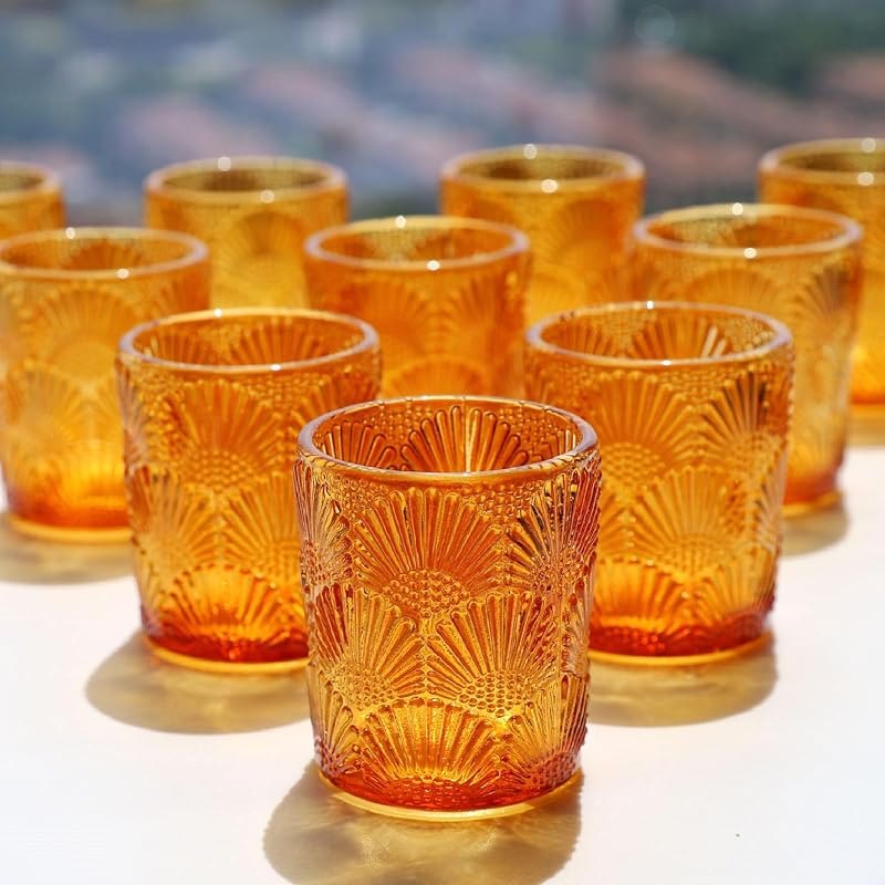 Woho 12pcs Amber Votive Candle Holders, Tealight Holder for Thanksgiving — Thanksgiving Table Decor for thanksgiving
