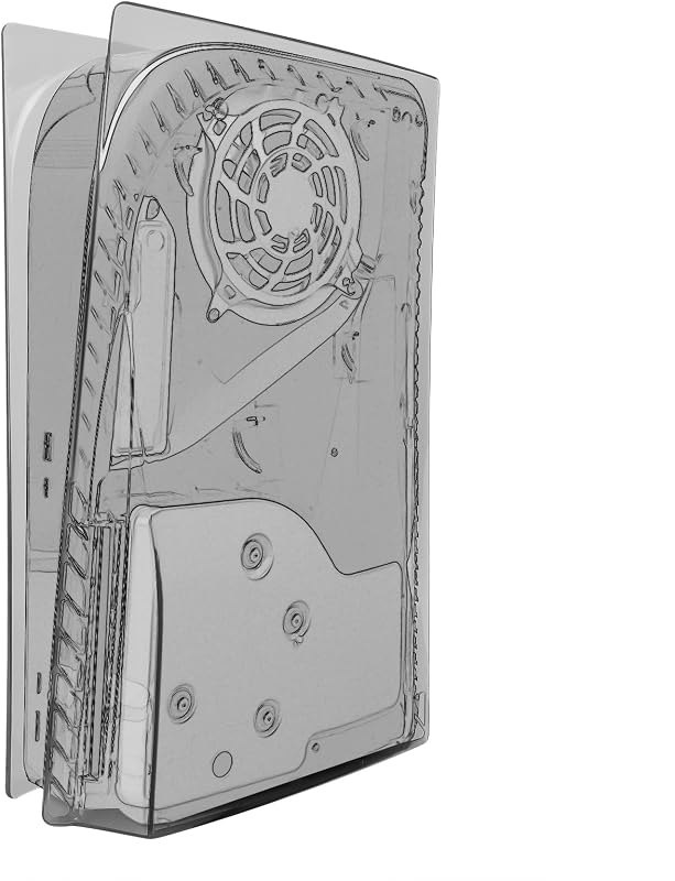 Geekria Transparent Cover Plates Compatible with PS5, PlayStation 5 Console Disc Edition, Hard Shockproof ABS Side
