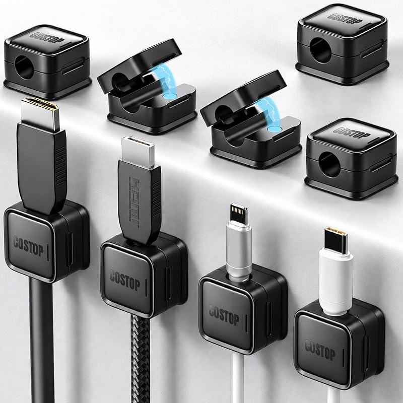 9 Pack Cord Organizer Magnetic Cable Clips Adhesive Wire Management 1s Lock — best magnetic cable organizer for