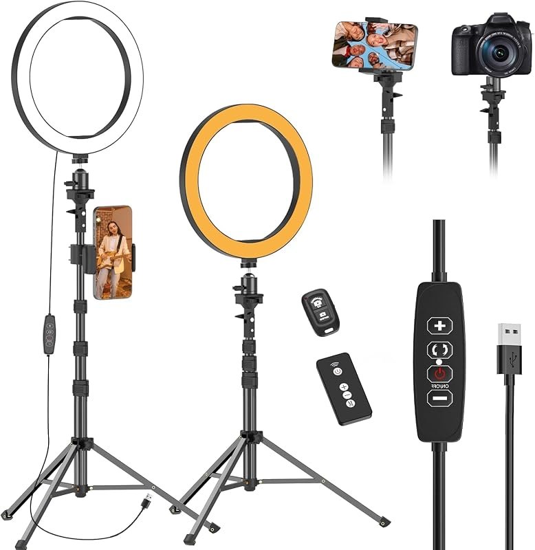EMART 10" Ring Light with 55" Extendable Tripod Stands and Phone Holder — 10 inch ring light for inch ring light