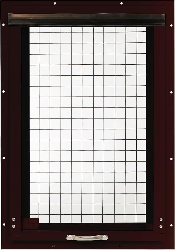 14x21 Chicken Coop Window, Flush Mount Tilt-Out Window with Tempered Glass & Screen, Brown, 1-Pack