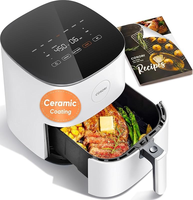 Cosori Air Fryer Pro LE 5 Qt, PFAS-Free Ceramic, 9-in-1, 20 Liners, White — best air fryer basket for air fryer basket