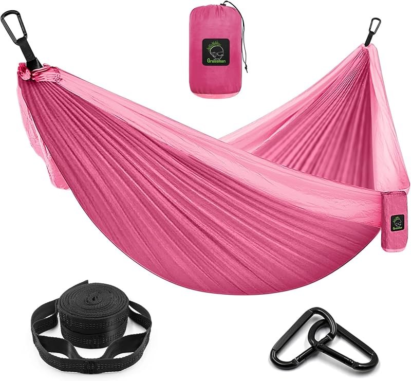 Grassman Camping Hammock Double & Single Portable Hammock with Tree Straps, Lightweight Nylon Parachute Hammocks