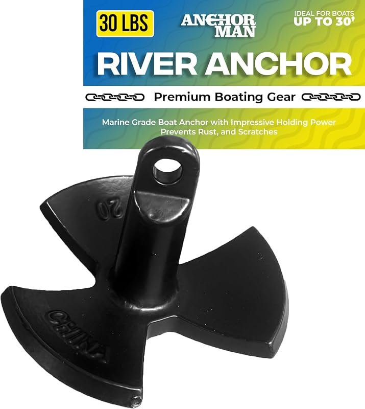 Anchor-Man River Anchor, Black Vinyl Coated Mushroom Anchor for Boats - Marine Grade Boat Anchor with Impressive
