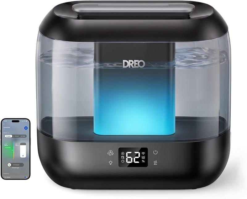 DREO Smart Humidifiers for Bedroom, 4L Cool Mist Humidifier — office desk humidifier for office desk humidifier