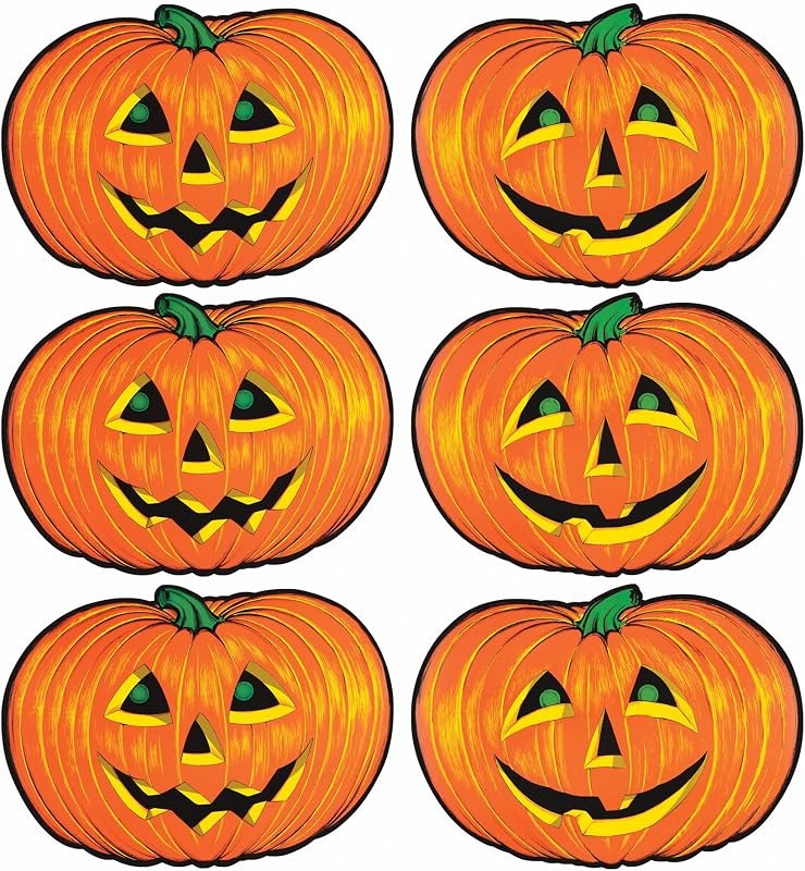 Beistle 6 Piece Paper Jack-O-Lantern Cut Outs, Halloween Party Decorations, Fall Décor, Made In USA Since 1900 —