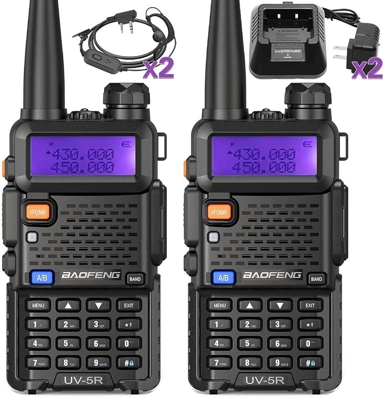 Baofeng UV-5R Radio Ham Radio Handheld UV5R Long Range Dual Band Rechargeable High Power Two Way Radio Walkie Talkies