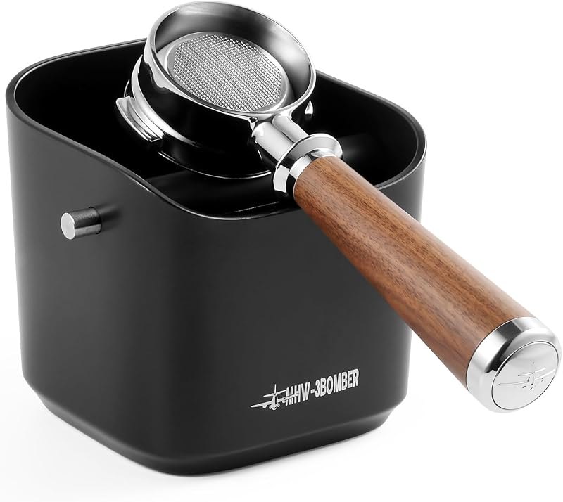 MHW-3BOMBER Espresso Knock Box, 1.2L(15 Cups) Coffee Knock Box with Removable Knock Bar and Anti-slip Pads for