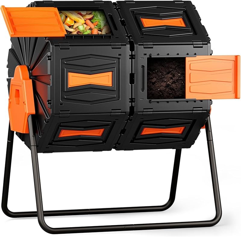Marcytop Compost Tumbler, Easy Assemble & Efficient Outdoor Compost Bin, 45 Gallon/170 Liter Large Dual Chamber