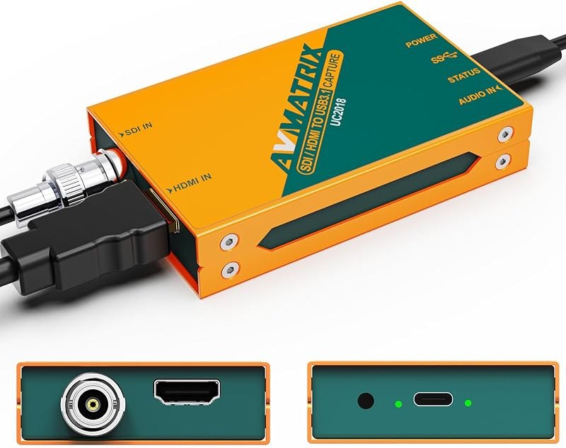 SDI/HDMI to USB3.0 Video External Capture Card for Streaming, Uncompressed (YUY2) 1080P60 Play and Pluy for Church