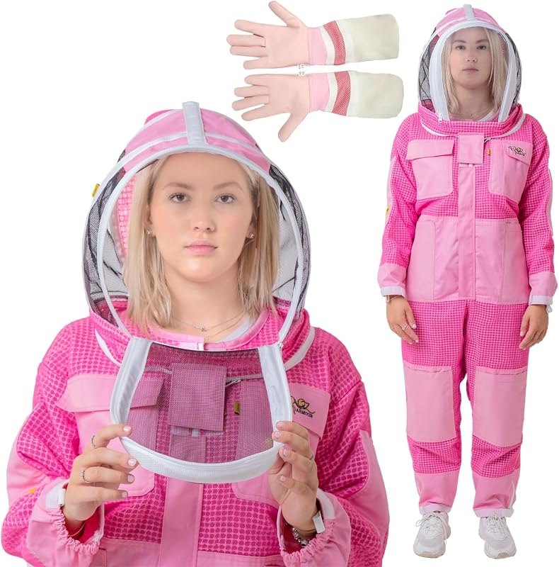 Pink 3 Layer Ventilated Bee Suit for Women — beekeeping bee suit for beekeeping bee suit