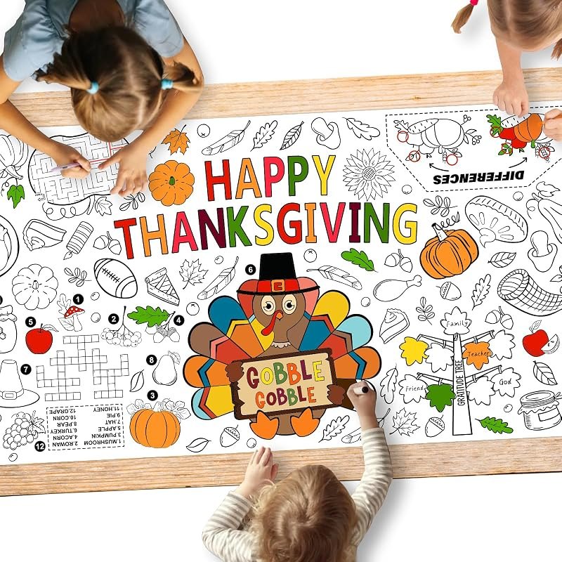 Family Fun Thanksgiving Activity Poster - 31.5 x 72 Inches, Turkey-Themed Thanksgiving Day Party, Versatile Paper