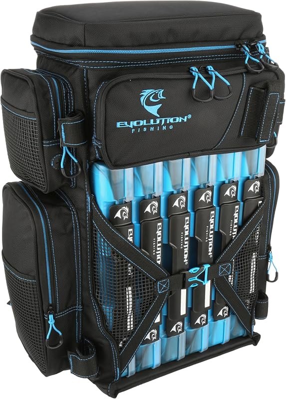 Evolution Fishing Drift Series Tackle Backpack, Outdoor Rucksack w/ 6 Fishing Tackle Trays, Heavy Duty — fishing
