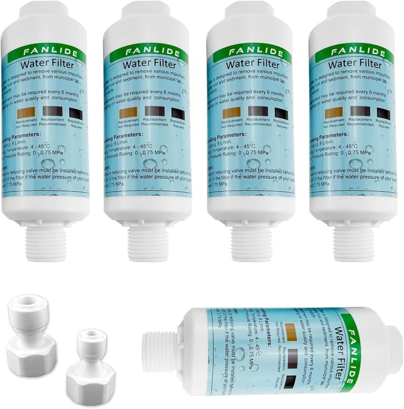 Bidet water filter for electronic bidet seats, Toilet water filter system, 1/2" Threads, 5pcs filters + 2pcs adapters