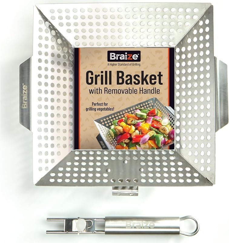 Heavy-Duty Stainless Steel Grill Basket