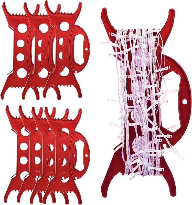 8PCS Christmas Lights Storage Holder Red Holiday Light Organizer All Purpose Lights Cord Wind Up Christmas Light