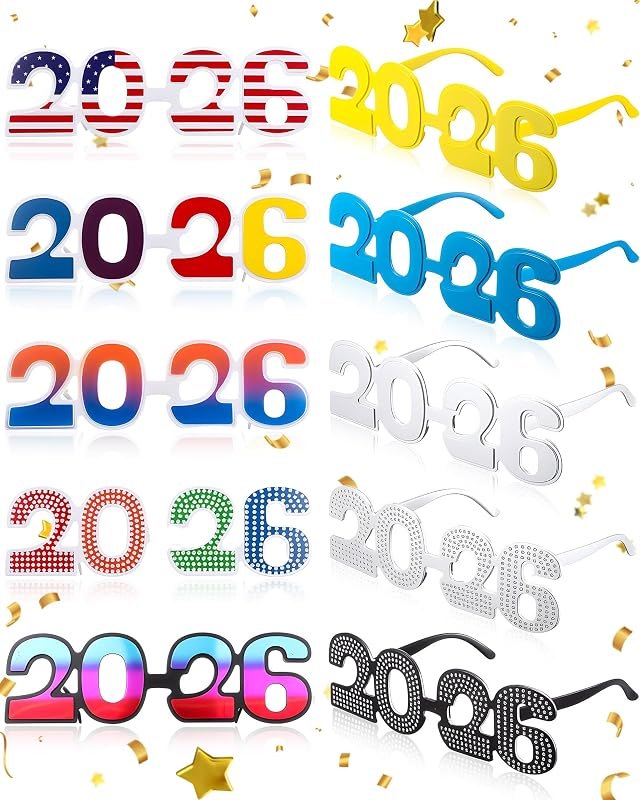Riceshoot 10 Pcs 2027 New Years Glasses Glitter Number Party Favors — best new years eve party favors for new years