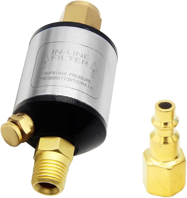 Oil Water Separator for Air Line, 1/4 Inch NPT Inlet and Outlet, Air Compressor Water Separator Filter, Water