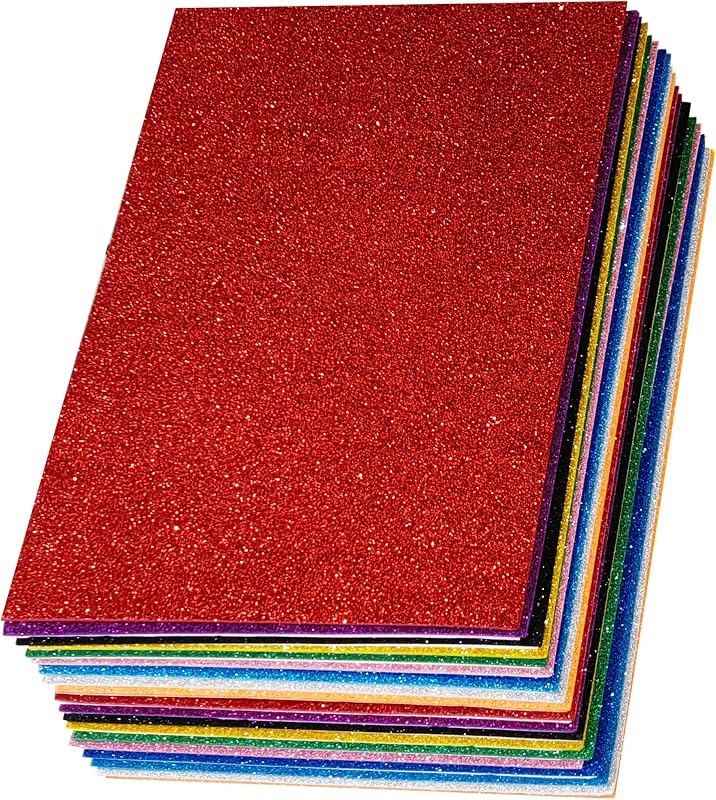 SALEMAR Sticky Glitter Foam Sheets, 20 Packs Thick Self-Adhesive Sparkle EVA Paper Stickers for Craft Projects, 30 x