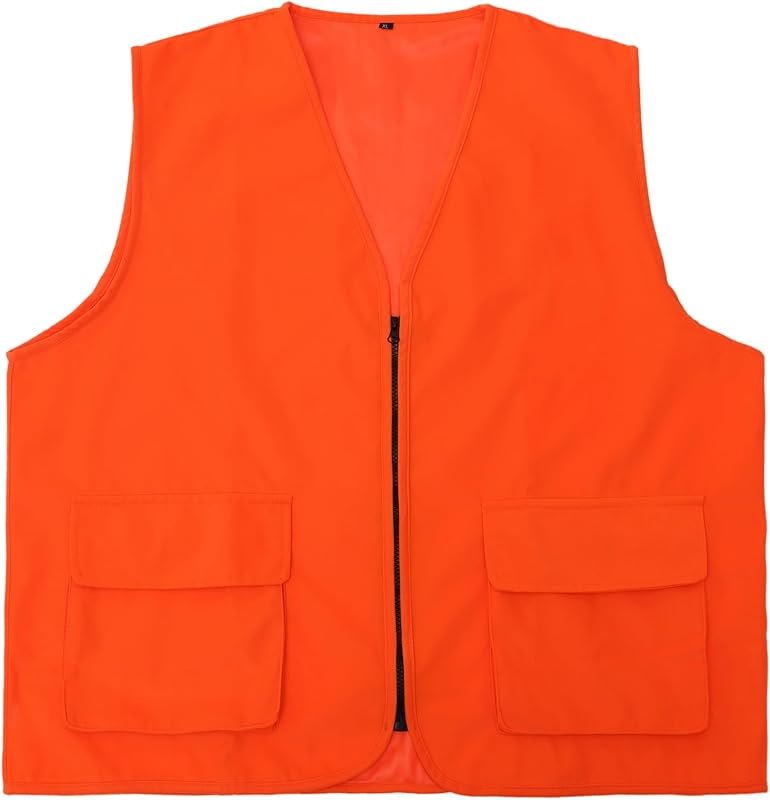 Men's Hunting Vest - Blaze Orange - Zipper Closure - Multi Pockets (Available in L and XL) — quarry hunting vest for