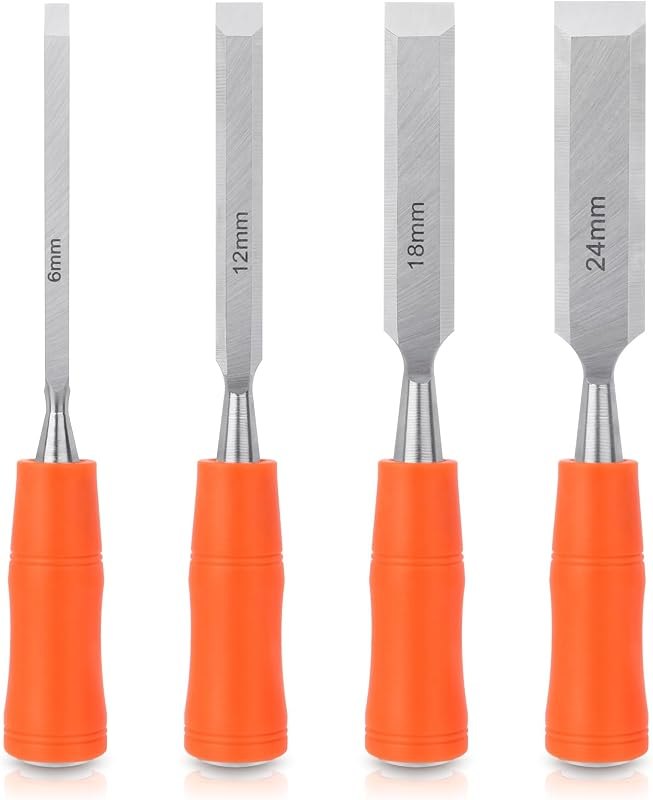 4 Piece Wood Chisel Set, 6mm, 12mm, 18mm, 24mm Woodworking Tools Set — best woodworking chisel set for woodworking