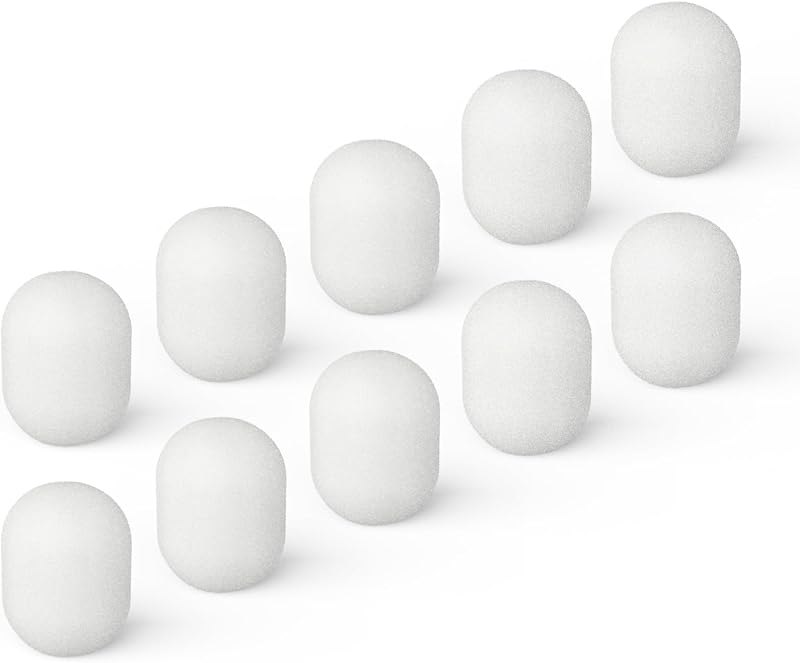 Cubilux Foam Cover for Lavalier Lapel Microphone, Windscreen for Mini Clip-On Lav MIC, Foam Cover, 10-Pack, White —