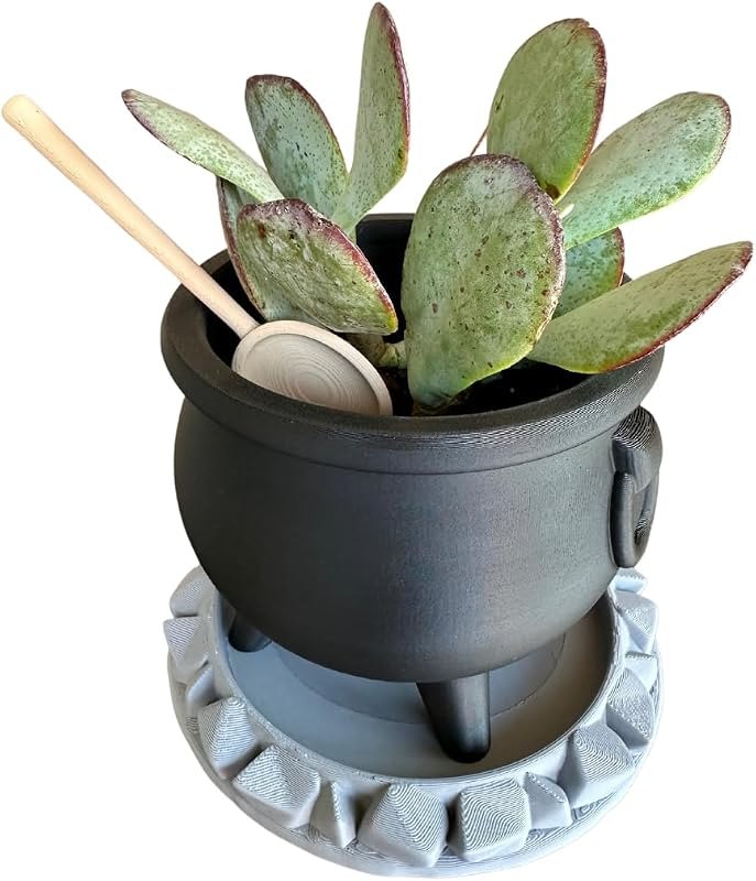 Gothic Cauldron Planter Pot 4.5 in with Drain Tray — halloween coffin planter for halloween coffin planter