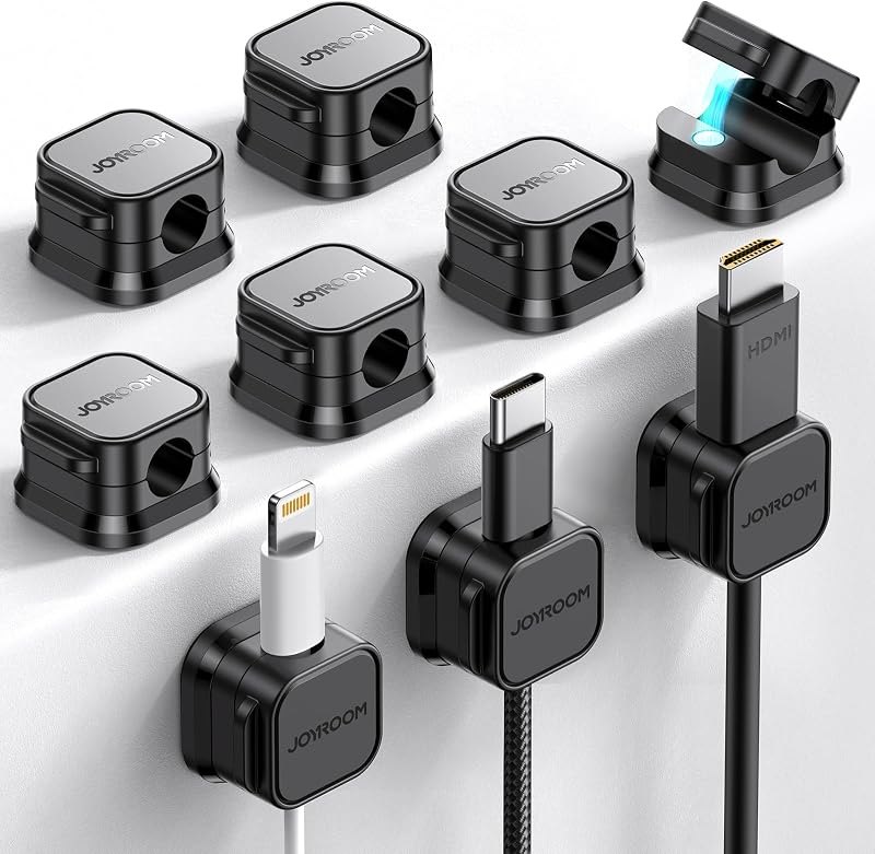 JOYROOM 9 Pack Magnetic Cable Clips Cord Organizer Adhesive Wire Management — best magnetic cable organizer for