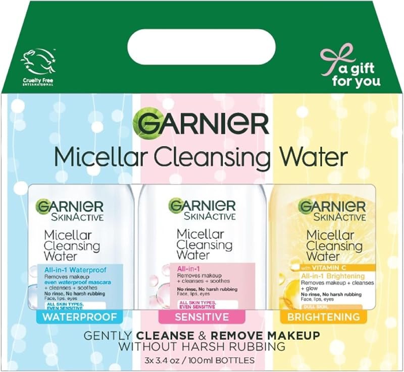 Garnier SkinActive Micellar Water, Facial Cleanser and Makeup Remover Mini's 3 Pack, 1 Skin Care Gift Set — skin