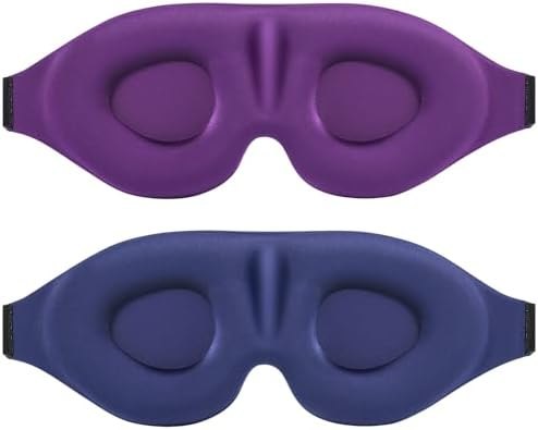 Sleep Eye Mask for Men Women 2 Pack 3D Contoured Cup Sleeping Mask & Blindfold, Concave Molded Night Sleep Mask, Block