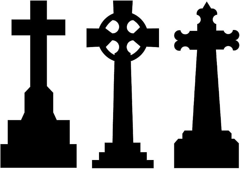 Halloween Wall Decals - 3 Tombstone Vinyl Stickers - Removable Wall Decal Peel and Stick Indoor Outdoor Halloween