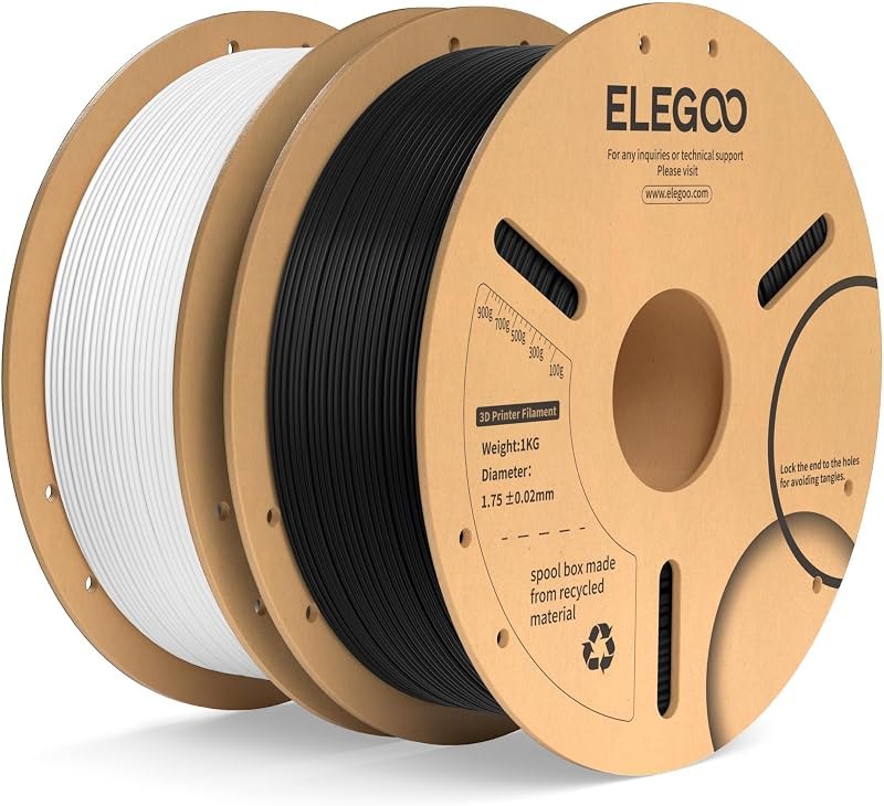 ELEGOO PLA Plus 3D Printer Filament Black & White 2KG, Tougher & Stronger — filament dry box for filament dry box
