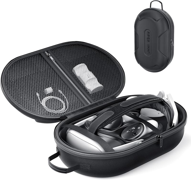 APEXINNO Large Carrying Case for Meta Quest 3, Quest 3S, Oculus Quest 2, and Apple Vision Pro — best VR headset for