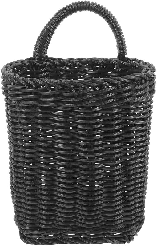 Zerodeko Wall Hanging Basket 9.05X5.31X3.62In Wicker Storage Organizer with Handle for Kitchen Bathroom Door Back