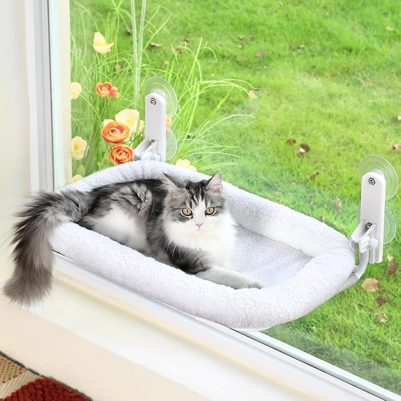 Zakkart Foldable Cat Hammock for Window (White Bolster Bed, Large) — cat window hammock for cat window hammock